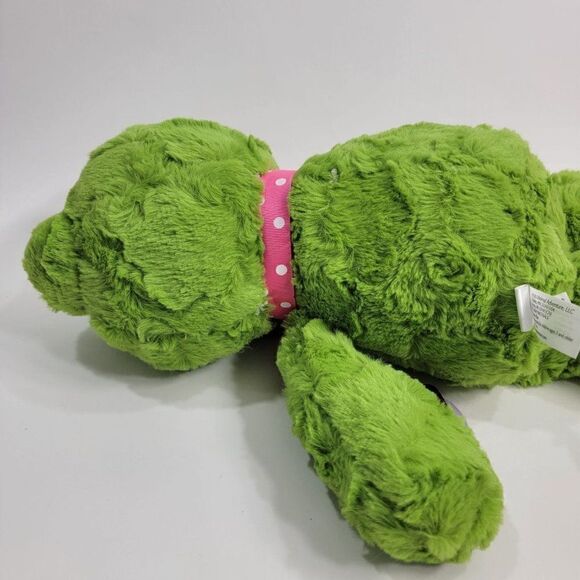 17" Animal Adventure Green Frog Pink Polka Dot Bow Plush - Picture 5 of 6